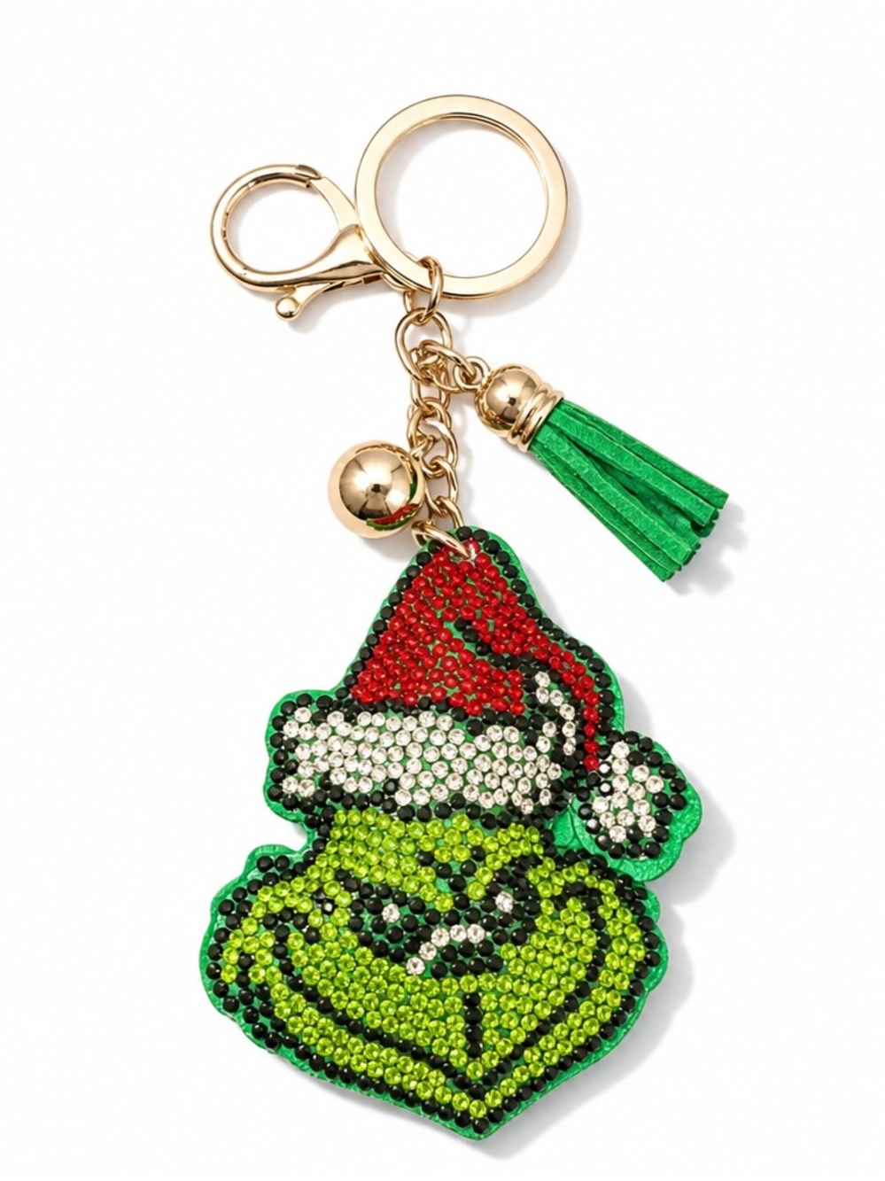 Rhinestone Santa Grinch Keyring bag backpack charm Christmas